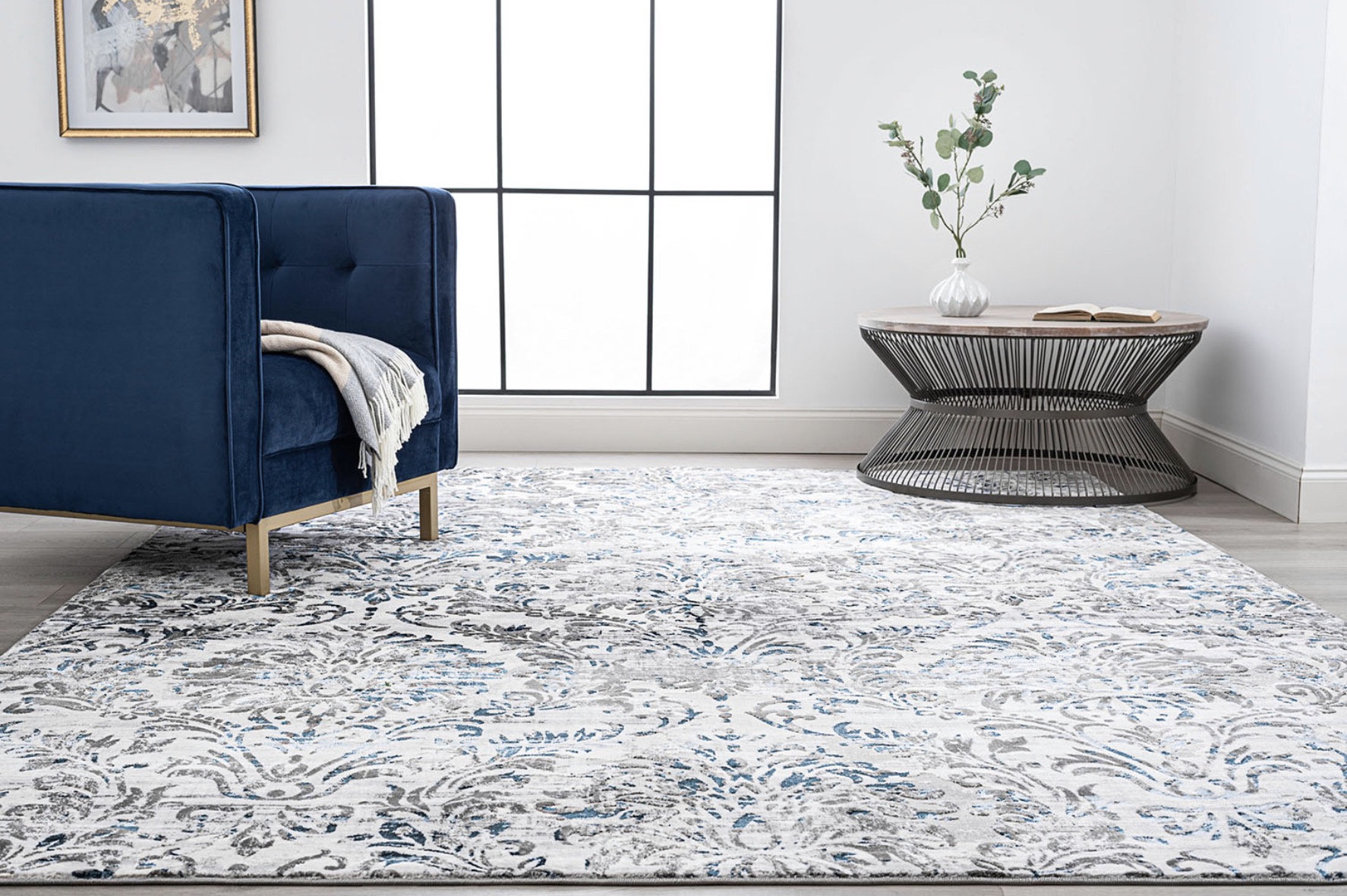 image of gray blue and ivory rug